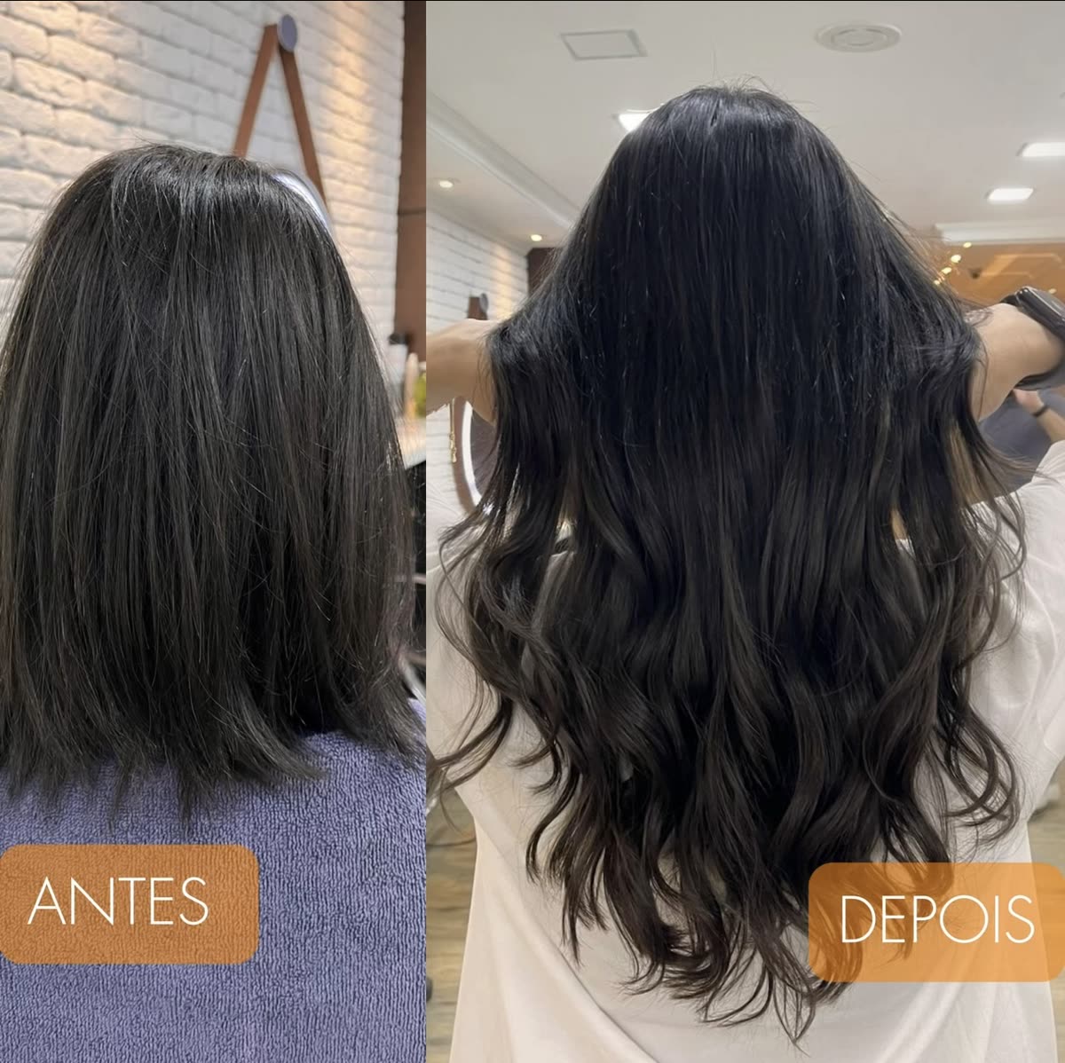 Antes e depois de mega hair