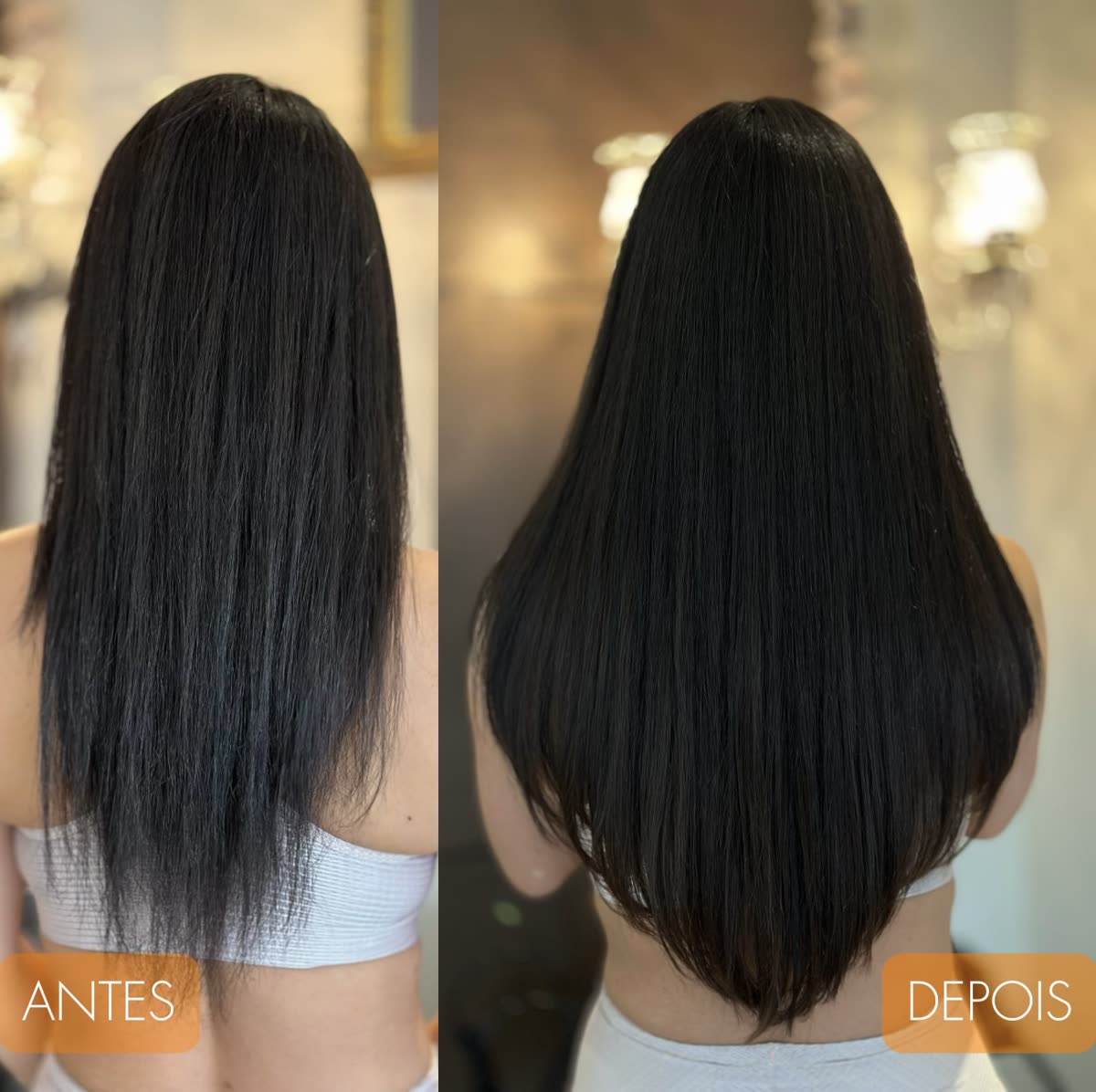 Antes e depois de mega hair